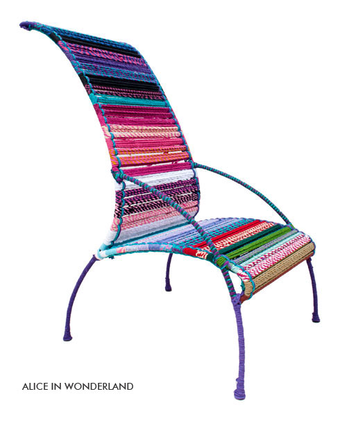 Katran Collection Chair Colorful Multicolor Woven Ropes & Knitting by Sahil Sarthak High back